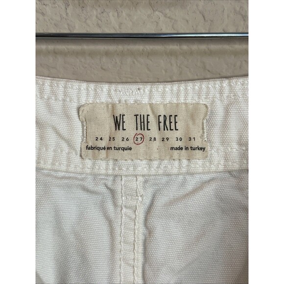 We The Free People Wide Flare Leg Jeans Womens Size 27 Cream Piper Mid Rise Crop - Picture 9 of 12